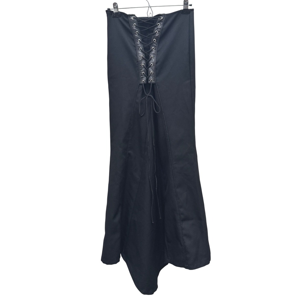 Vintage Lip Service Black Corset Lace Up Contrast Stitch Maxi Skirt Size Small - Picture 4 of 8